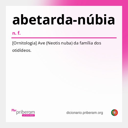 Significado de abetarda-núbia
