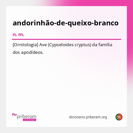Significado de andorinhão-de-queixo-branco