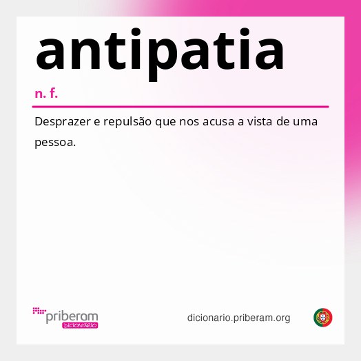 Significado de antipatia
