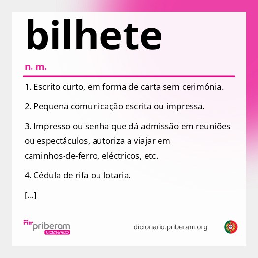 Significado de bilhete