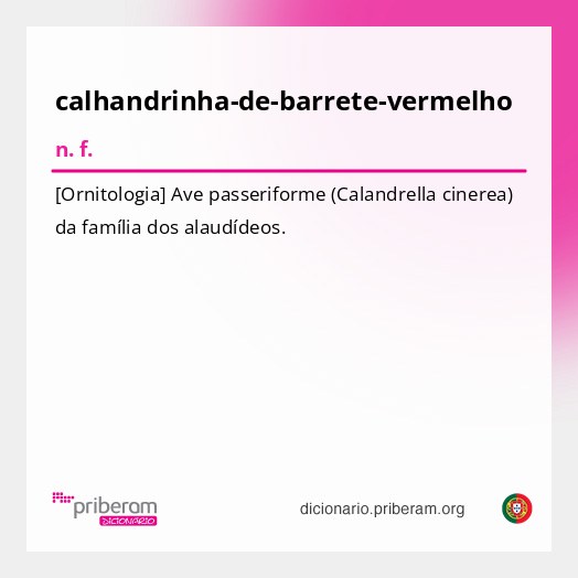 Significado de calhandrinha-de-barrete-vermelho