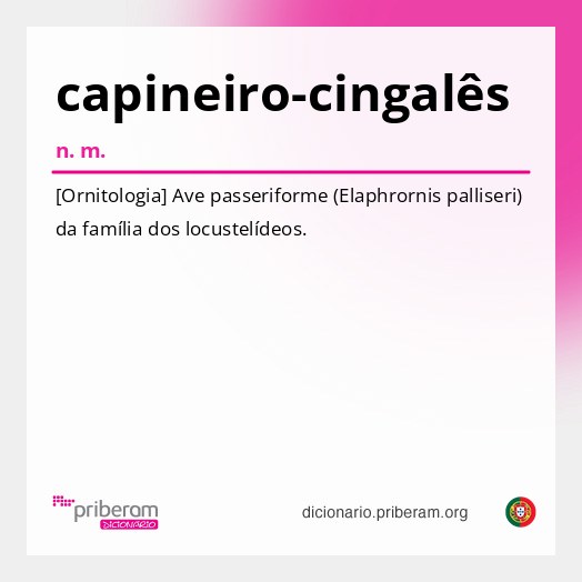 Significado de capineiro-cingalês