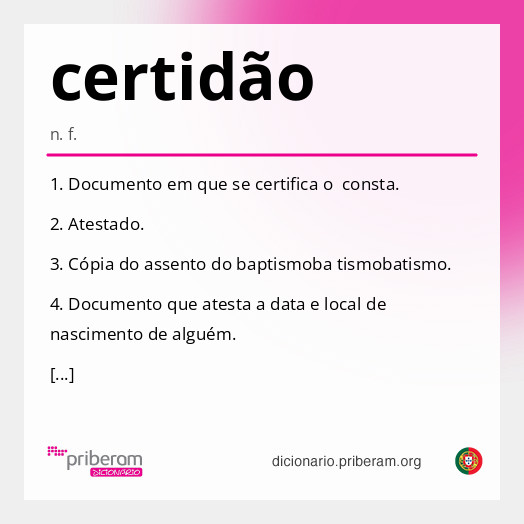 Significado de certidão