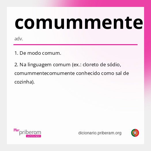 Significado de comummente