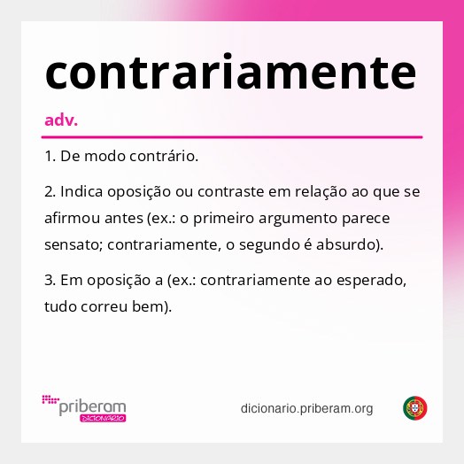 Significado de contrariamente