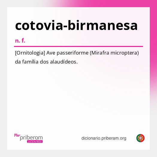 Significado de cotovia-birmanesa
