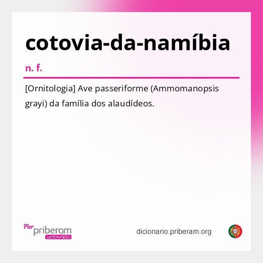 Significado de cotovia-da-namíbia