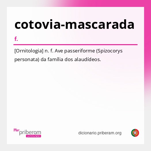 Significado de cotovia-mascarada