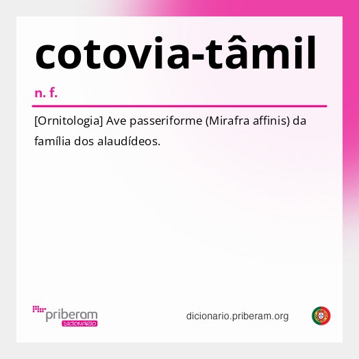 Significado de cotovia-tâmil