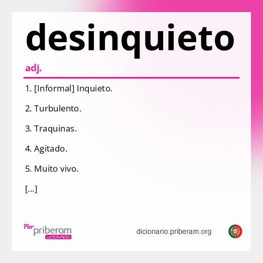 Significado de desinquieto