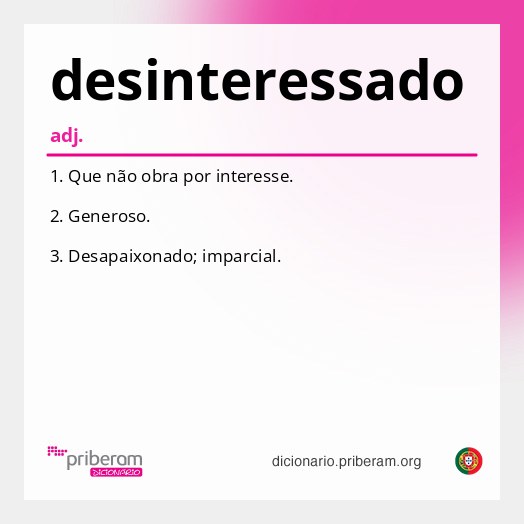 Significado de desinteressado
