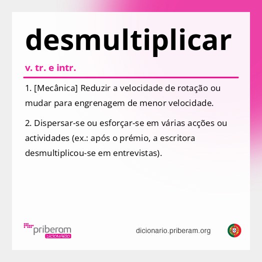 Significado de desmultiplicar