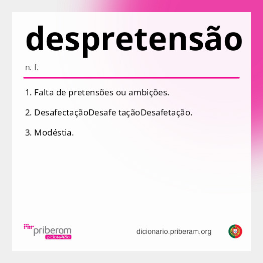 Significado de despretensão