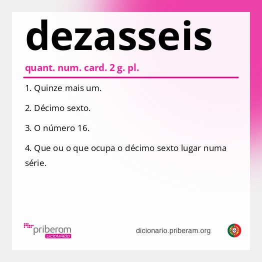 Significado de dezasseis