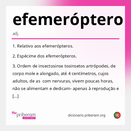 Significado de efemeróptero