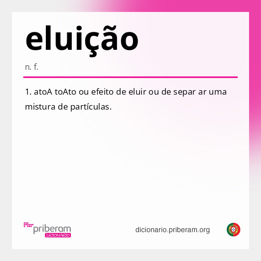 Significado de eluição