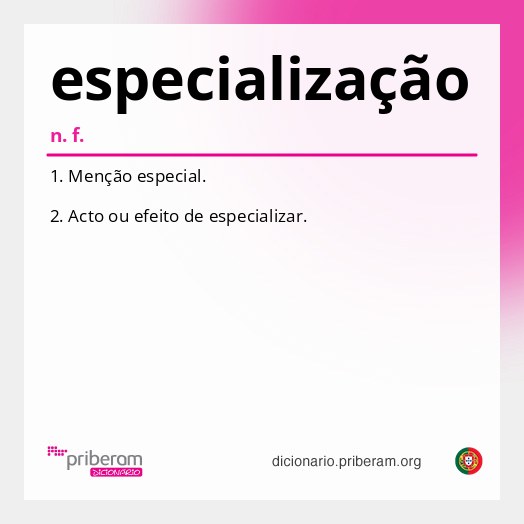 Significado de especialização