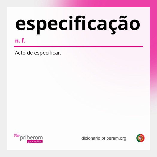 Significado de especificação