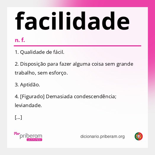 Significado de facilidade
