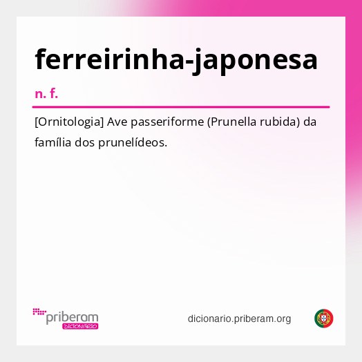Significado de ferreirinha-japonesa