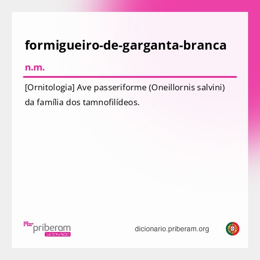 Significado de formigueiro-de-garganta-branca
