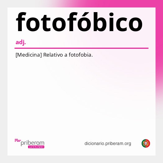 Significado de fotofóbico