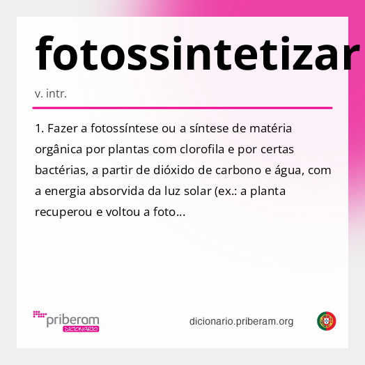 Significado de fotossintetizar