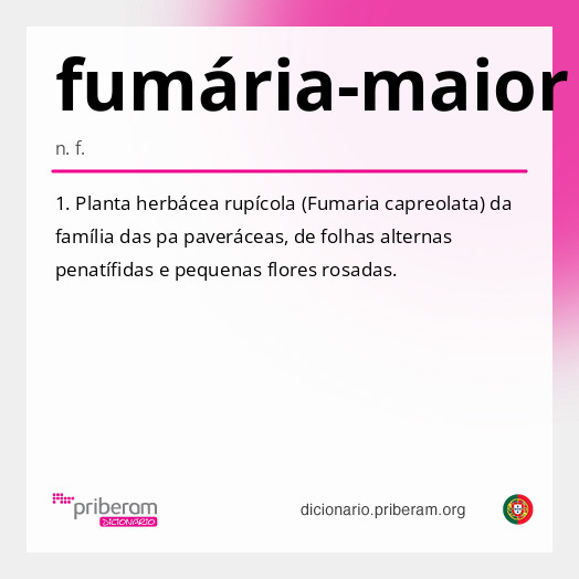 Significado de fumária-maior