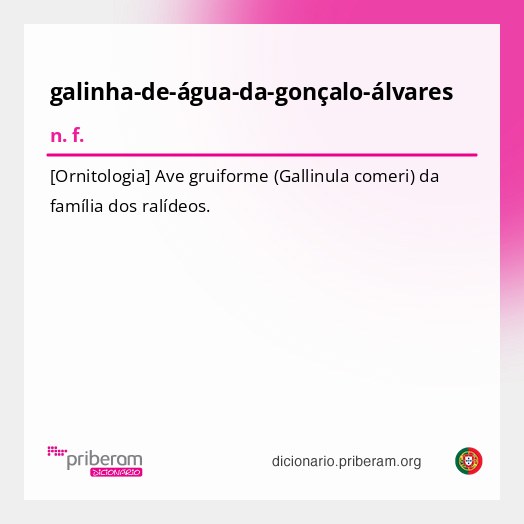 Significado de galinha-de-água-da-gonçalo-álvares