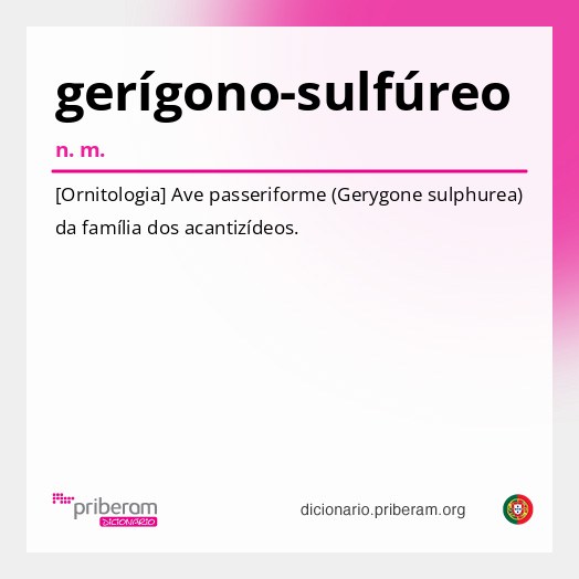 Significado de gerígono-sulfúreo
