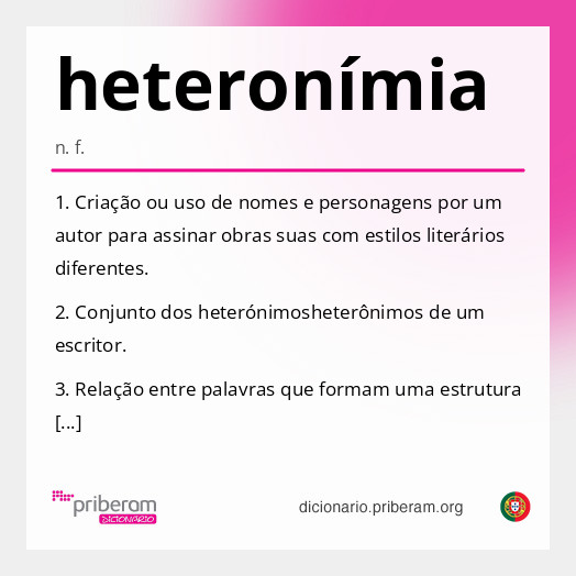 Significado de heteronímia