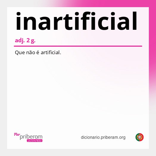 Significado de inartificial