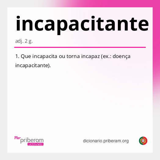 Significado de incapacitante