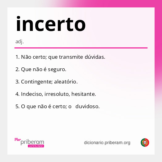 Significado de incerto
