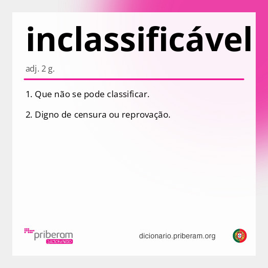Significado de inclassificável