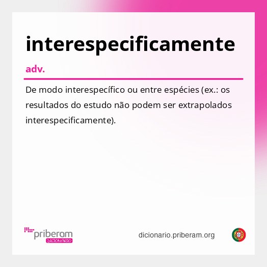 Significado de interespecificamente