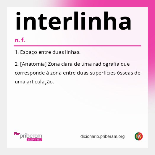 Significado de interlinha