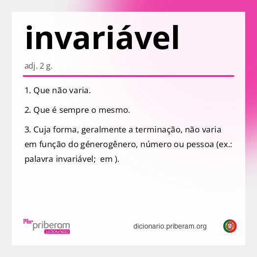 Significado de invariável
