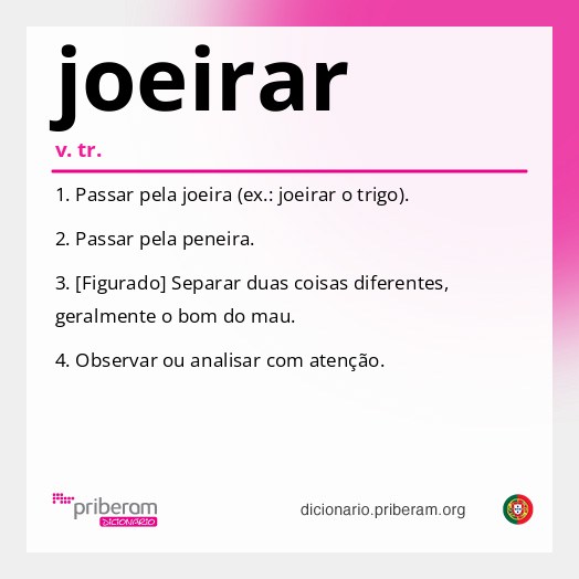 Significado de joeirar