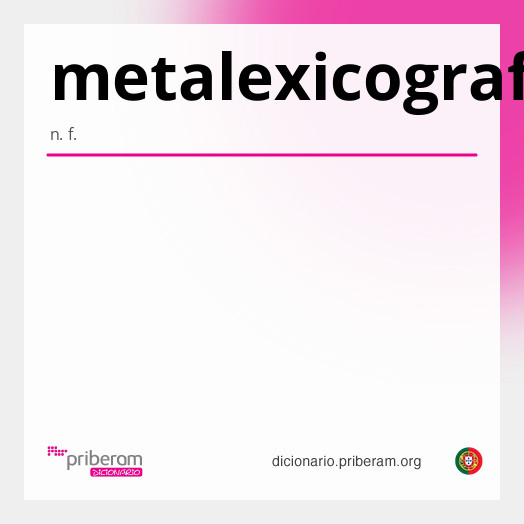 Significado de metalexicografia