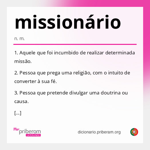 Significado de missionário