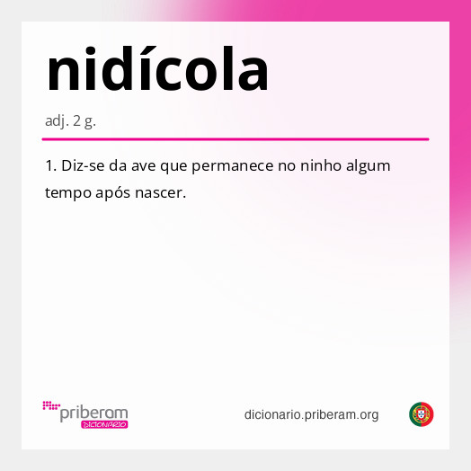 Significado de nidícola