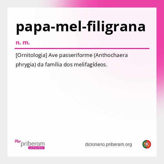Significado de papa-mel-filigrana