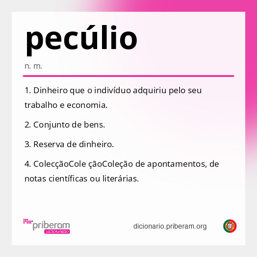 Significado de pecúlio