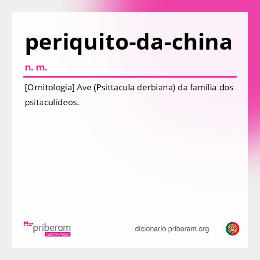 Significado de periquito-da-china