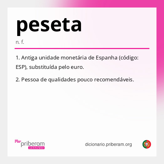 Significado de peseta