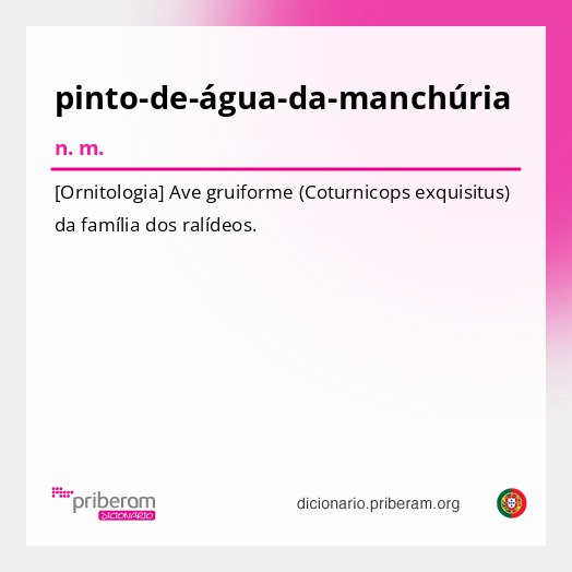 Significado de pinto-de-água-da-manchúria