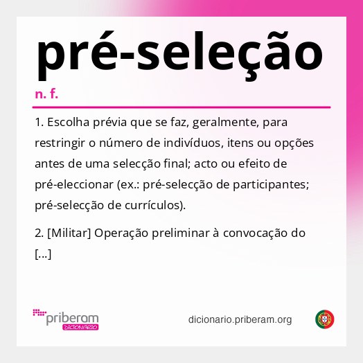 Significado de pré-seleção