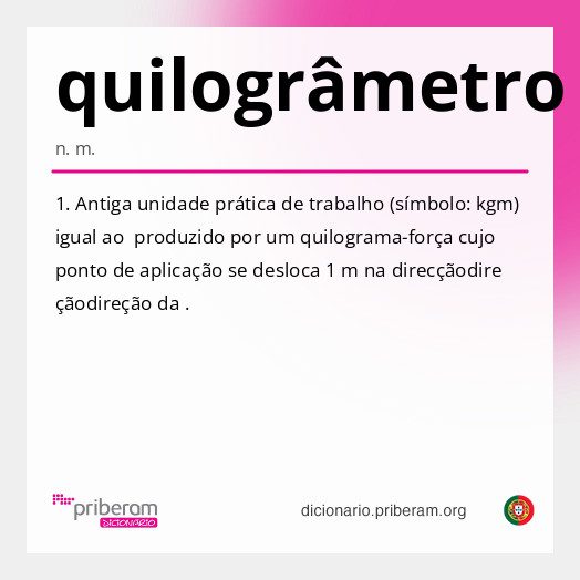 Significado de quilogrâmetro