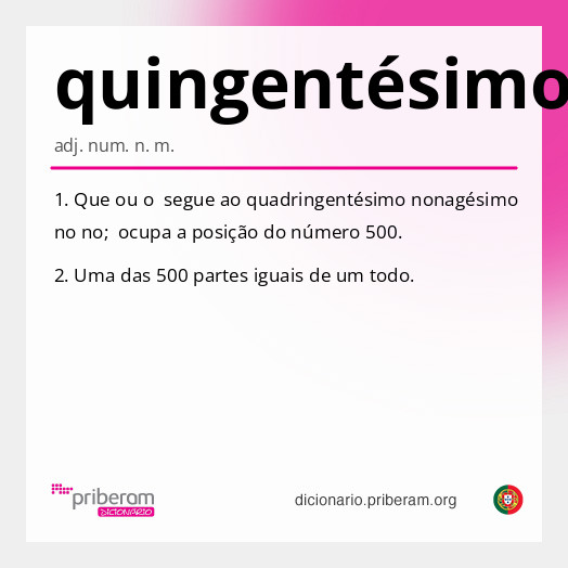 Significado de quingentésimo